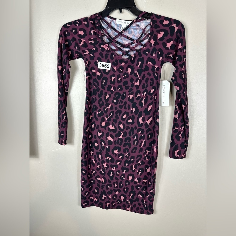 Eye candy small dress animal print long sleeve 13 p2 p 33 length